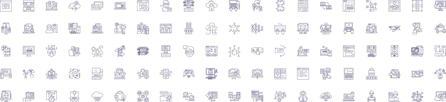 Programming coding line icons signs set design vector image