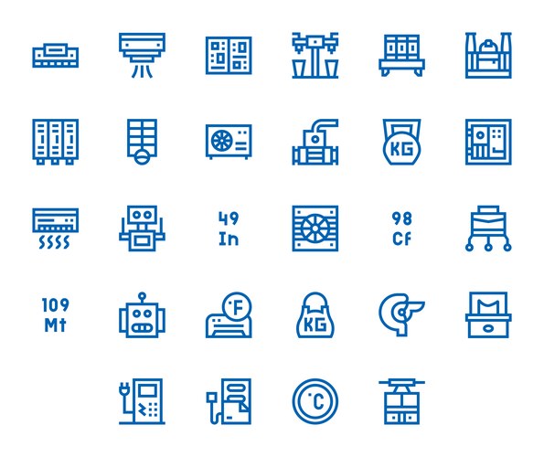 Pixel Line Icons - Unit & Workflow – Royalty-Free Vector | VectorStock