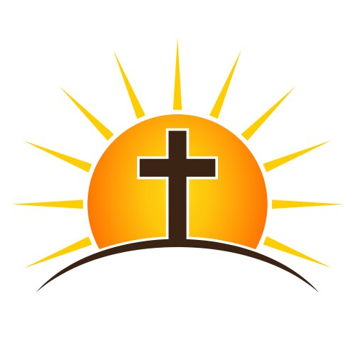 christian cross on a sun background vector