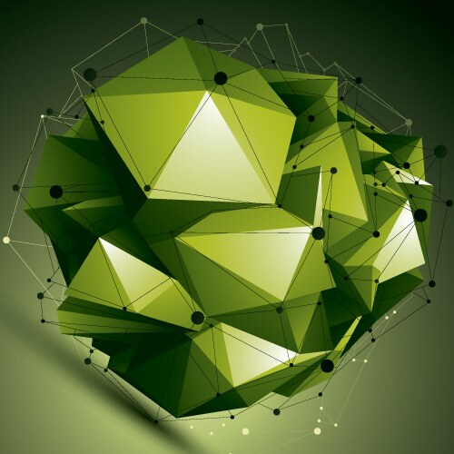 Abstract asymmetric bright object with lines mesh vector image