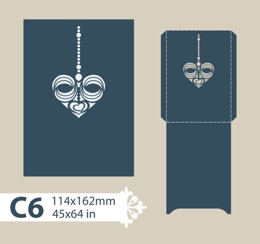 Template envelope with carved openwork pattern vector image