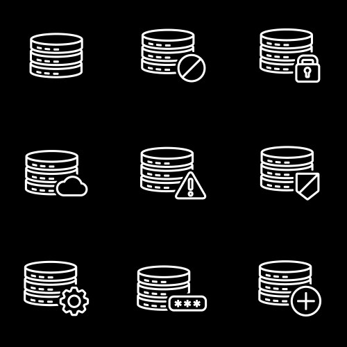 Database Icon Set - Line Style vector image