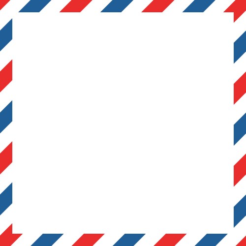 Airmail square envelope frame with blue red vector image