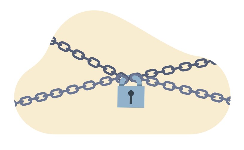 padlock and chains information protection vector