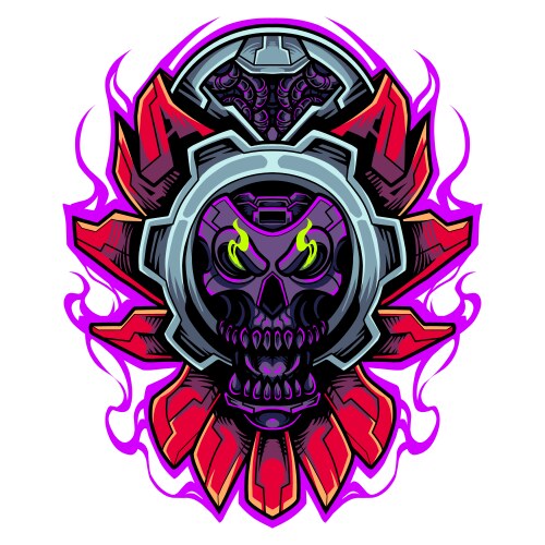 Skull head robot mascot logo Vector Image