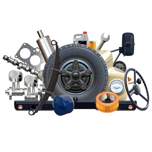 Auto parts with black truck wheel vector image