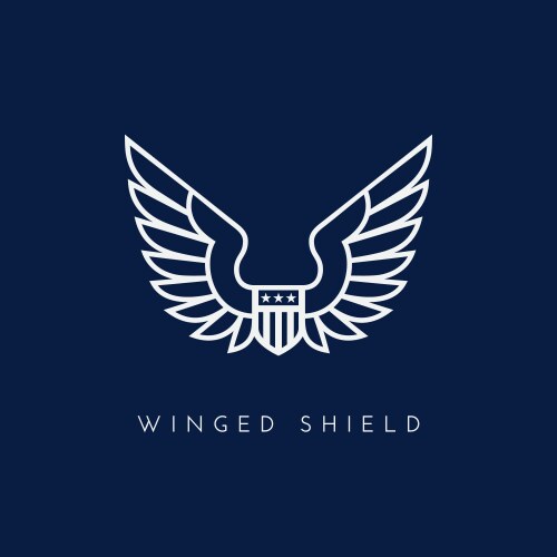 Winged Shield Emblem Vector Image