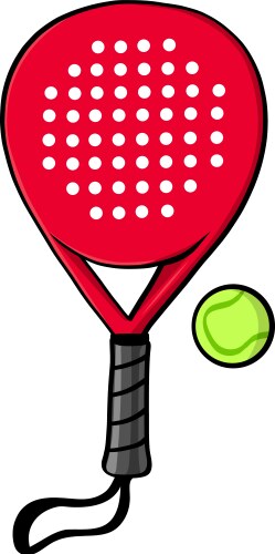 Red padel racket with tennis ball Vector Image
