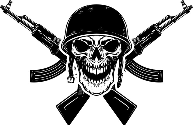 Military Skull with Crossed Rifles Vector Image