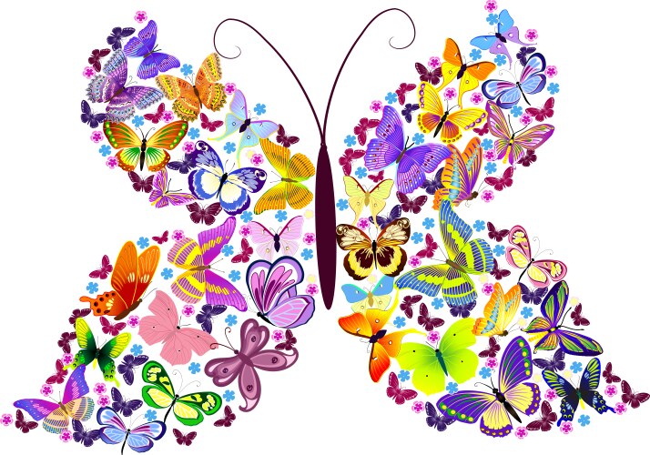 Butterflies rainbow tree Royalty Free Vector Image