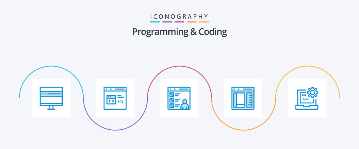 Programming and coding blue 5 icon pack including vektorbild