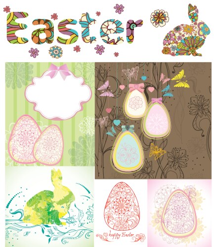 Easter Celebration Card Set Vector Image