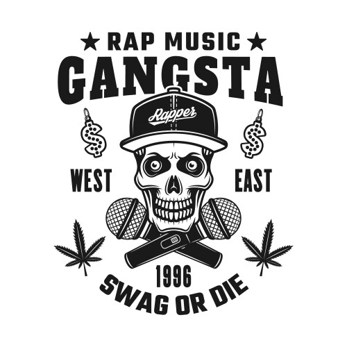 Gangsta Rapper Skull Emblem Vector Image