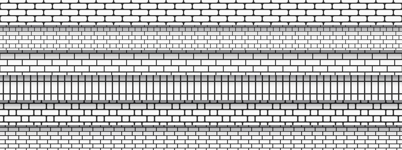 Set of brick wall seamless patterns simple black vector image