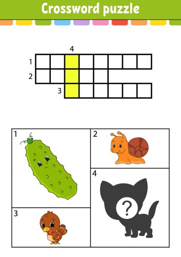 Crossword puzzle education developing worksheet vector image