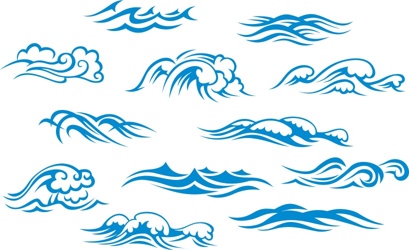 Ocean and sea waves set vector image