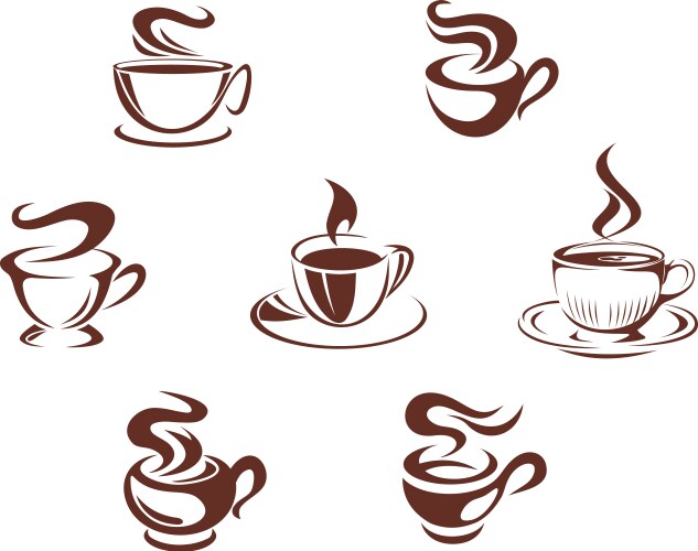 Coffee cups icon set Royalty Free Vector Image