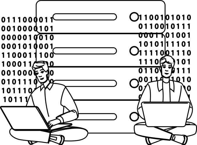 Software coding database vector image