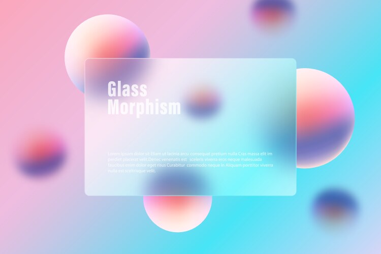 Glass morphism landing page with square frame Vector Image