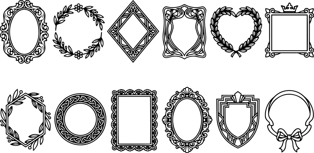 Ornate Floral & Geometric Frames Vector Image