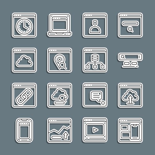 Set line web developer programming code cloud vector image
