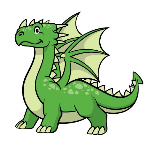 Smiling Cartoon Green Dragon Vector Image