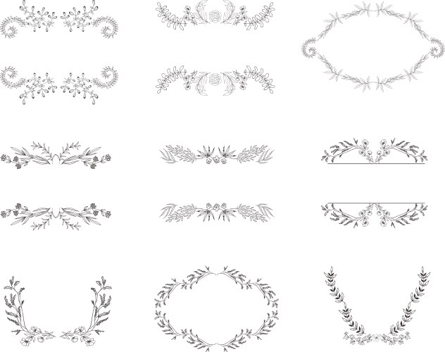 Set of floral frames and wreaths with plant Vector Image