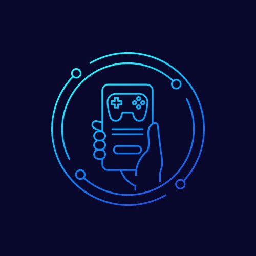 Mobile games icon with a phone linear design vector image