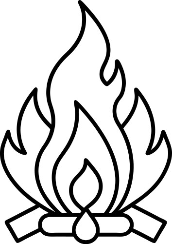 Bonfire line art graphic campfire flames Vector Image