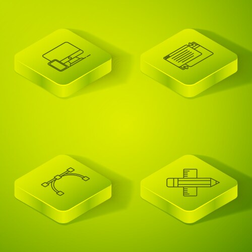 Set isometric line ui or ux design bezier curve vector image