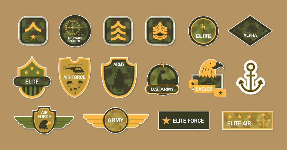 army stickers set military eagle elite patrol air vector image