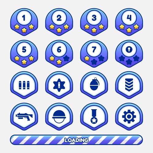 Game template gui kit interface button elements vector image