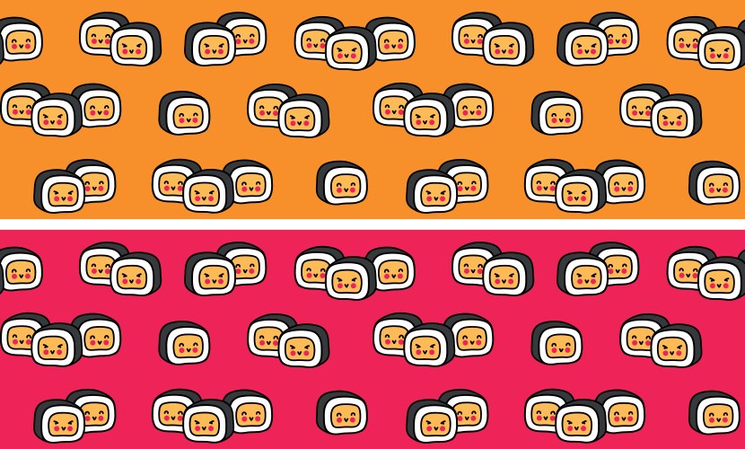 Seamless pattern with cute little sushi Vector Image