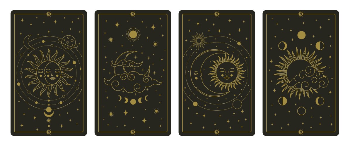 Moon & Sun Tarot Cards - Mystical Vector Image
