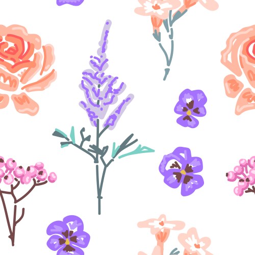 Floral Seamless Pattern - Delicate Blooms Vector Image