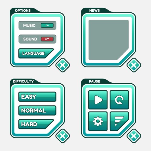 Game template gui kit interface level selection vector image