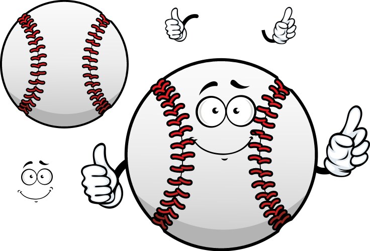 cartoon baseball ball with thumb up vector