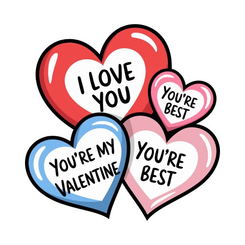 Cute valentines day hearts with love messages Vector Image