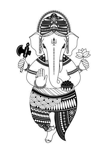 Ganesha in black and white Vector Image