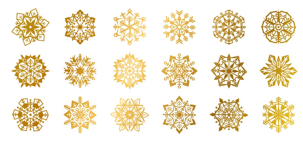 gold snowflakes golden shine christmas flake vector image