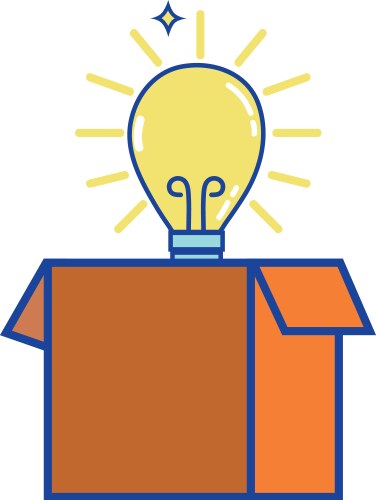 Box package open with bulb idea vector image