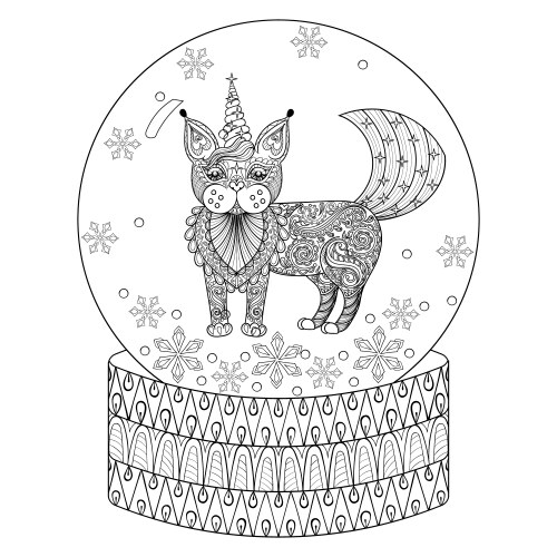 Entangle snow globe with maic cat like unicorn Vector Image