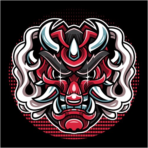 Japanese Oni Mask Logo Vector Image