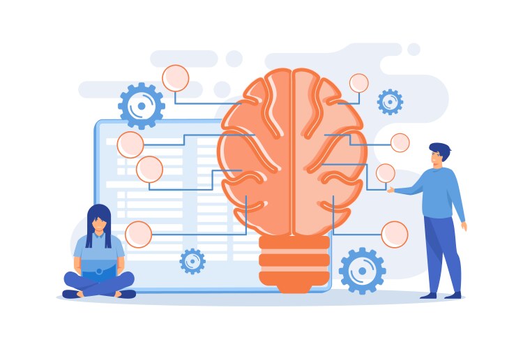 Big brain with circuit and programmers artificial vector image