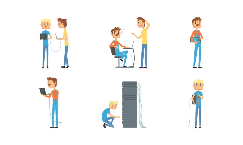 Sysadmin characters set system administrator vektorbild