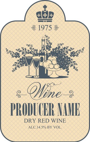 wine label with bunch of grapes vector