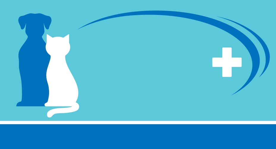 blue veterinarian background and pets silhouettes vector image