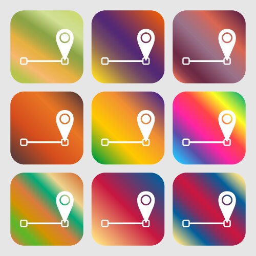 Map pointer icon sign nine buttons with bright vector image