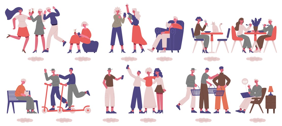 Extrovert & Introvert Characters vector image