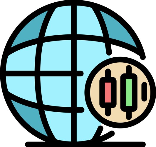 Global trader icon color outline vector image